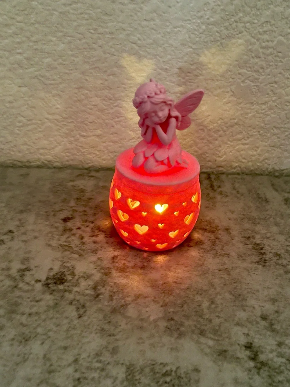 Pink Fairy Heart Tea Light Holder - Home Accents